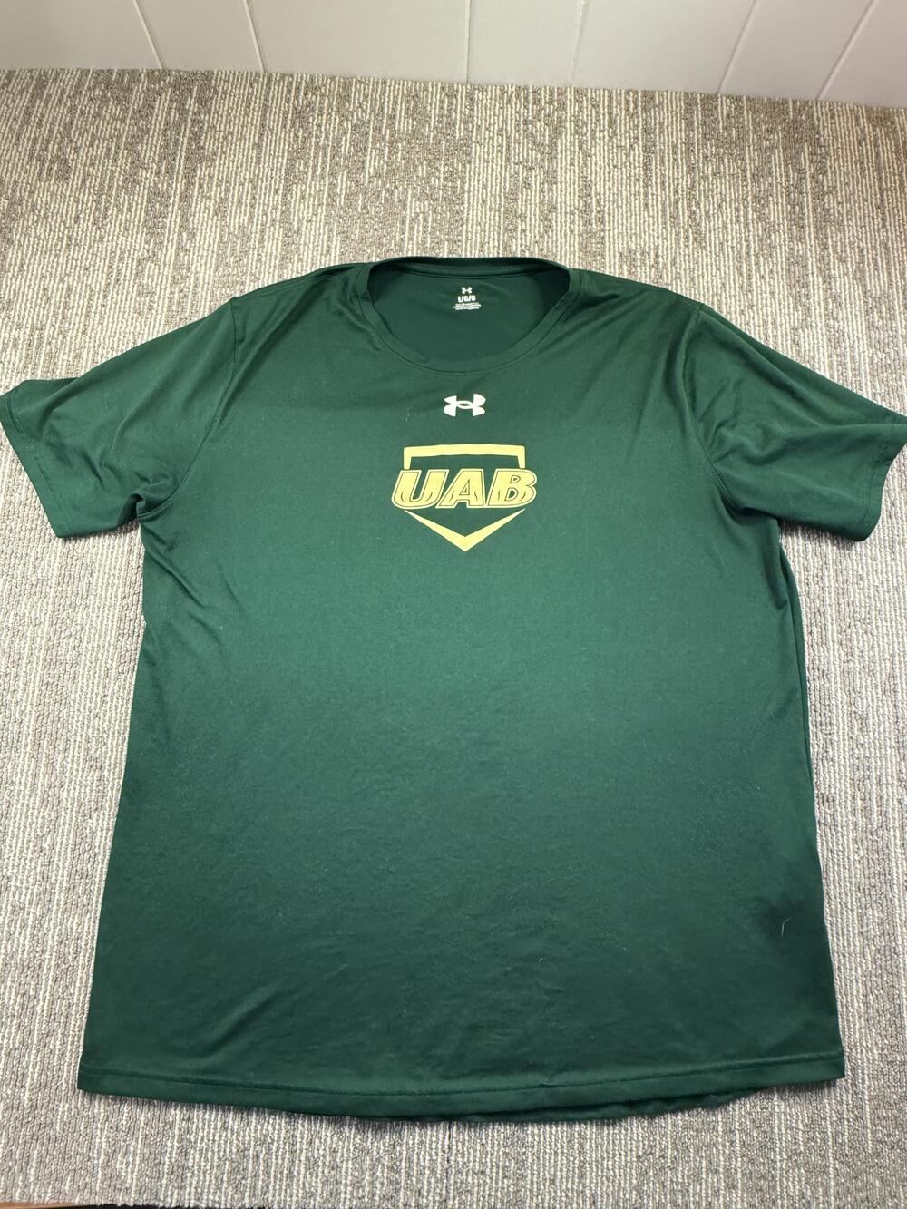 UAB Blazers Shirt Mens Large Green NCAA Baseball Under Armour Tee Short Sleeve